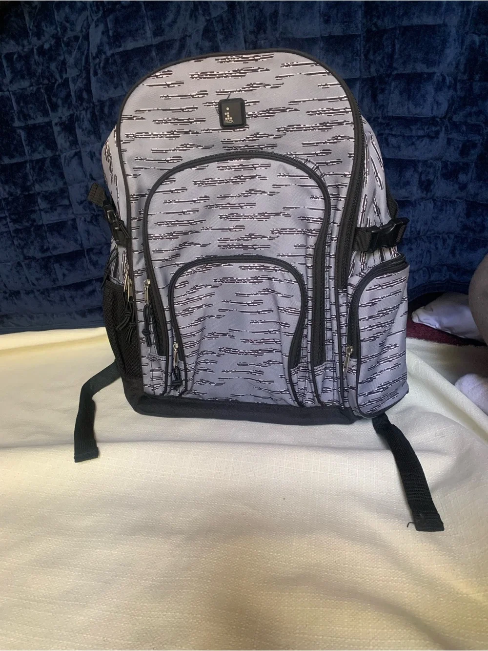 Men's Gray Patterned Multi-Pocket Backpack